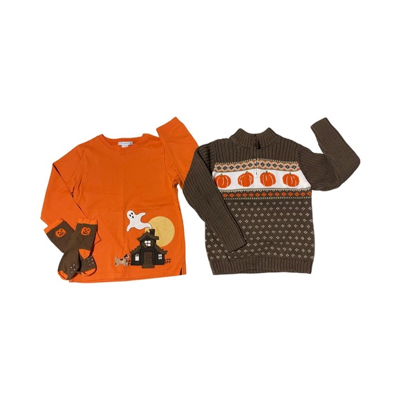 Janie and Jack Little Pumpkin Tee Shirt and Socks 5T - Picture 3 of 4